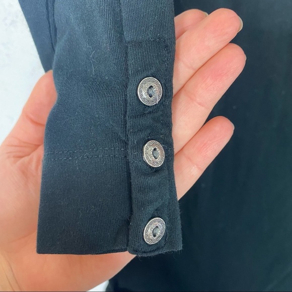 Kuhl Long Sleeve Black Ruched Vneck Dress Size Medium - Picture 6 of 8